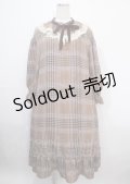 axes femme / チェックプリントロングワンピ M 茶 Y-25-03-26-142-AX-OP-SZ-ZT104