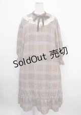 axes femme / チェックプリントロングワンピ M 茶 Y-25-03-26-142-AX-OP-SZ-ZT104