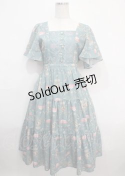 画像1: axes femme / レーヌローズ柄ワンピース M ミント Y-25-03-26-145-AX-OP-SZ-ZY