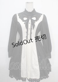 axes femme kawaii / リボンレースブロッキングワンピース M 黒 Y-25-03-26-152-AX-OP-SZ-ZY
