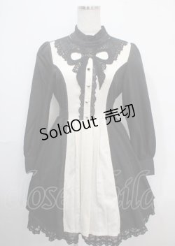 画像1: axes femme kawaii / リボンレースブロッキングワンピース M 黒 Y-25-03-26-152-AX-OP-SZ-ZY