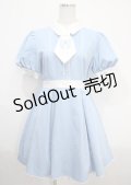 axes femme POETIQUE / リボン刺繍ネクタイ付きワンピース M サックス Y-25-03-26-154-AX-OP-SZ-ZY
