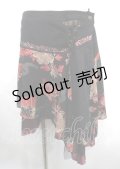 Ozz oneste / 和柄切替イレギュラースカート  黒×赤 Y-25-03-26-164-OO-SK-SZ-ZY