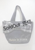 Maison de FLEUR / チェックリボンサテントートバッグ F ネイビー Y-25-03-26-029-LO-BG-SZ-ZT-K020