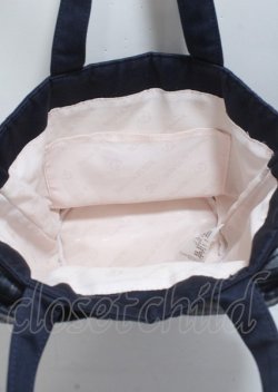 画像3: Maison de FLEUR / チェックリボンサテントートバッグ F ネイビー Y-25-03-26-029-LO-BG-SZ-ZY
