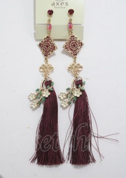 画像1: axes femme POETIQUE / チャイナモチーフイヤリング  ワイン Y-25-03-26-003-AX-AC-SZ-ZY