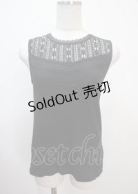 axes femme POETIQUE / レースプチスタンド襟タンク M 黒 Y-25-04-01-045-AX-TO-SZ-ZY
