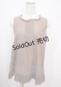 WONDERFUL WORLD / 総刺繍クルミボタントップス  茶 Y-25-04-01-054-LO-TO-SZ-ZY