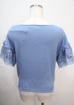 画像2: axes femme / 袖レース半袖ニットプルオーバー F ブルー Y-25-04-01-058-AX-TO-SZ-ZY