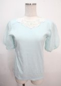 axes femme / 袖レースプルオーバー M サックス Y-25-04-01-059-AX-TO-SZ-ZY