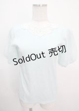 axes femme / 袖レースプルオーバー M サックス Y-25-04-01-059-AX-TO-SZ-ZI