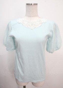 画像1: axes femme / 袖レースプルオーバー M サックス Y-25-04-01-059-AX-TO-SZ-ZY