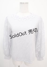 axes femme / 袖レースプルオーバー M ラベンダー Y-25-04-01-060-AX-TO-SZ-ZY
