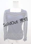 axes femme / 袖レースプルオーバー M 紺 Y-25-04-01-061-AX-TO-SZ-ZY