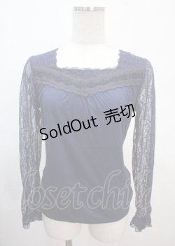 画像1: axes femme / 袖レースプルオーバー M 紺 Y-25-04-01-061-AX-TO-SZ-ZY