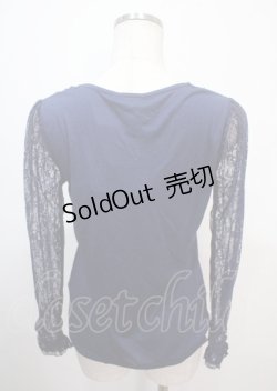 画像2: axes femme / 袖レースプルオーバー M 紺 Y-25-04-01-061-AX-TO-SZ-ZY