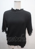 axes femme / 配色メロー袖レースプルオーバー M 黒 Y-25-04-01-062-AX-TO-SZ-ZY