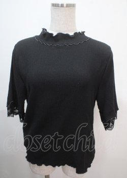 画像1: axes femme / 配色メロー袖レースプルオーバー M 黒 Y-25-04-01-062-AX-TO-SZ-ZY