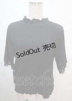 画像1: axes femme / 配色メロー袖レースプルオーバー M 黒 Y-25-04-01-062-AX-TO-SZ-ZI