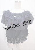 axes femme / レースデザインストライプブラウス M 紺 Y-25-04-01-063-AX-BL-SZ-ZY