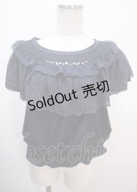 axes femme / レースデザインストライプブラウス M 紺 Y-25-04-01-063-AX-BL-SZ-ZY