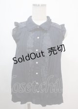 axes femme / ノースリーブレース配色ロングブラウス M 紺 Y-25-04-01-064-AX-BL-SZ-ZY