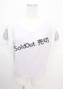 画像1: axes femme / 袖花刺繍リブプルオーバー M ラベンダー Y-25-04-01-068-AX-TO-SZ-ZY