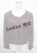 axes femme / レース切替シフォンブルゾン M ワイン Y-25-04-01-069-AX-TO-SZ-ZY