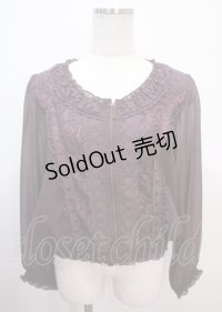axes femme / レース切替シフォンブルゾン M ワイン Y-25-04-01-069-AX-TO-SZ-ZY