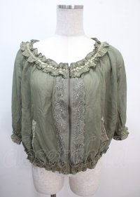 axes femme / シャーリングシフォンブルゾン M カーキ Y-25-04-01-071-AX-JA-SZ-ZY