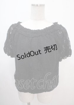 画像1: axes femme / 総レースオフショルプルオーバー M 黒 Y-25-04-01-076-AX-TO-SZ-ZY