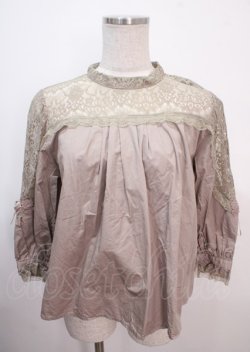 画像1: axes femme / 肩レースブラウス  ピンク Y-25-04-01-081-AX-BL-SZ-ZY