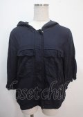 axes femme / 袖ドロスト半袖パーカー  紺 Y-25-04-01-090-AX-CO-SZ-ZY
