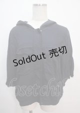 axes femme / 袖ドロスト半袖パーカー  紺 Y-25-04-01-090-AX-CO-SZ-ZI