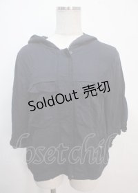 axes femme / 袖ドロスト半袖パーカー  紺 Y-25-04-01-090-AX-CO-SZ-ZI