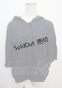 画像1: axes femme / 袖ドロスト半袖パーカー  紺 Y-25-04-01-090-AX-CO-SZ-ZI