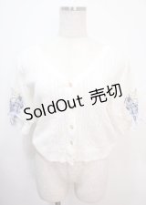 axes femme / すずらん刺繍半袖ニットカーディガン M 白 Y-25-04-01-093-AX-TO-SZ-ZY