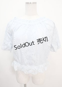 画像1: axes femme / 総レースオフショルプルオーバー M サックス Y-25-04-01-097-AX-TO-SZ-ZY