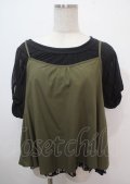 axes femme / キャミ付きアンサンブル M 黒×カーキ Y-25-04-01-099-AX-TO-SZ-ZY
