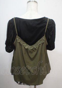 画像2: axes femme / キャミ付きアンサンブル M 黒×カーキ Y-25-04-01-099-AX-TO-SZ-ZY