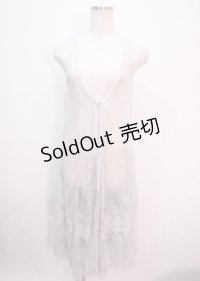axes femme / 総レースロングジレ M グレー Y-25-04-01-108-AX-TO-SZ-ZY
