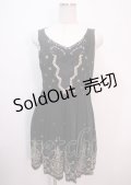 axes femme / 裾刺繍ブロッキングワンピース M 黒 Y-25-04-01-109-AX-OP-SZ-ZI