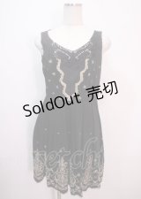 axes femme / 裾刺繍ブロッキングワンピース M 黒 Y-25-04-01-109-AX-OP-SZ-ZI