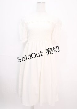 画像1: axes femme POETIQUE / シャーリングワンピース M 生成り Y-25-04-01-117-AX-OP-SZ-ZI