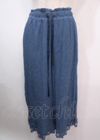 axes femme / 選べる着丈楊柳ワイドパンツ S 青 Y-25-04-01-136-AX-PA-SZ-OS