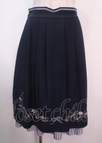 axes femme POETIQUE / チューリップ刺繍タックスカート M 紺 Y-25-04-01-157-AX-SK-SZ-ZY