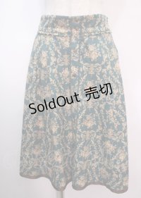 axes femme / オーナメント柄前釦スカート  グリーン Y-25-04-01-166-AX-SK-SZ-ZT139