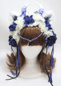 Atelier Beatrice / 角×耳フラワーカチューシャ  ホワイト×ブルー Y-25-04-01-018-GO-AC-SZ-ZY