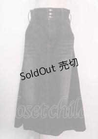 axes femme NOSTALGIE / サイド切替フレアデニムスカート F 黒 Y-25-04-01-181-AX-SK-SZ-ZY