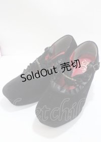 DearMyLove / ヴィンテージバックルリボンフリルパンプス  黒 Y-25-04-01-024-EL-SH-SZ-ZY